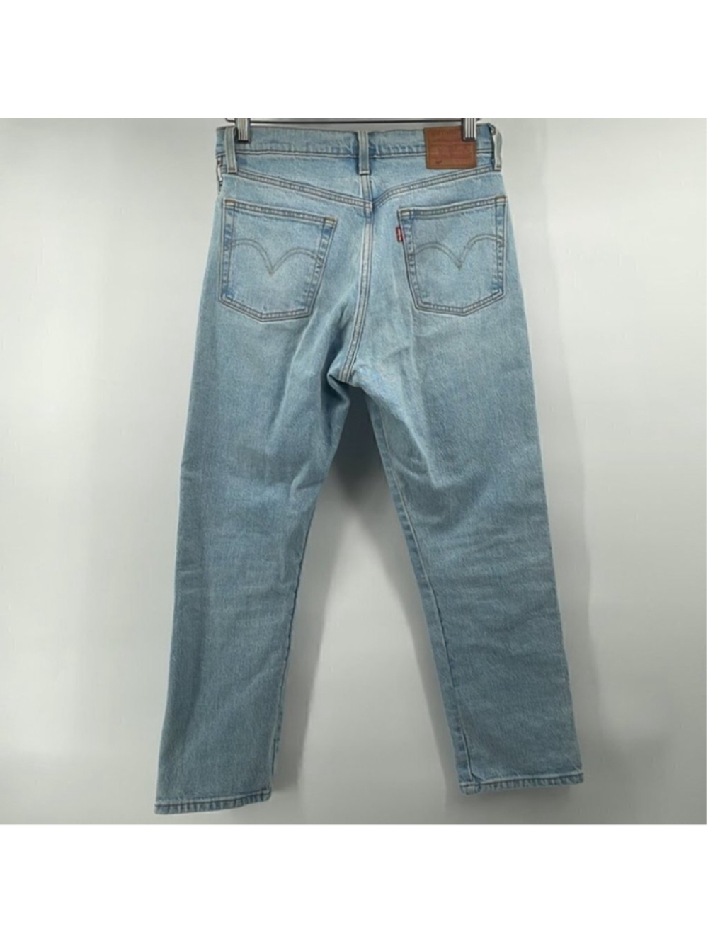 LEVI’S 501 premium logo tape jeans light wash y2k sz 27 button fly spell out - Picture 13 of 13